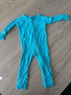 Little Sleepies Newborn Zippy Footie | Teal Blue Bamboo Pajama Sleeper
